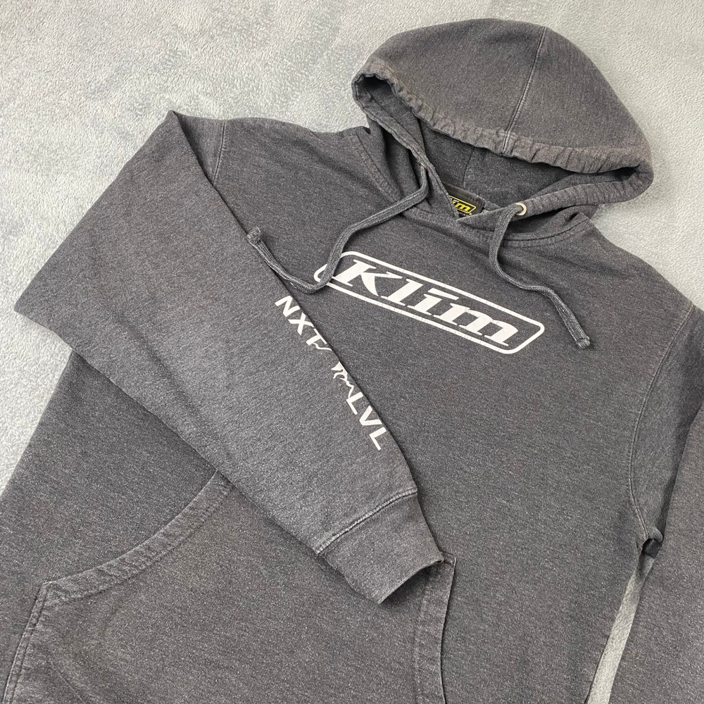 Klim Mens Large Hoodie Charcoal Gray NXT LVL Graphic Fleece Sweatshirt